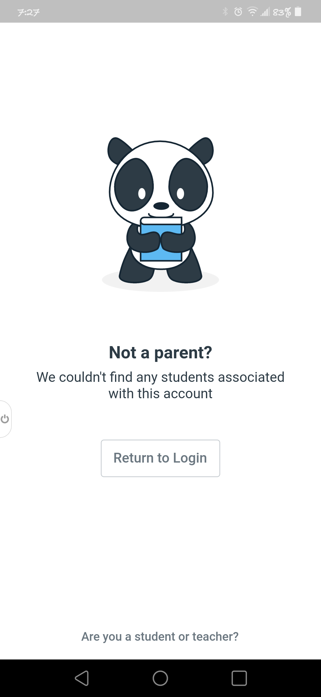 Not a parent? error message